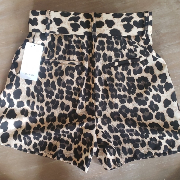 Zara Basic Leopard Belted Paperbag Shorts Med - Picture 3 of 6